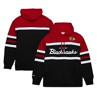 Sweat à capuche Mitchell & Ness noir et rouge pour homme, modèle entraîneur-chef des Blackhawks de Chicago