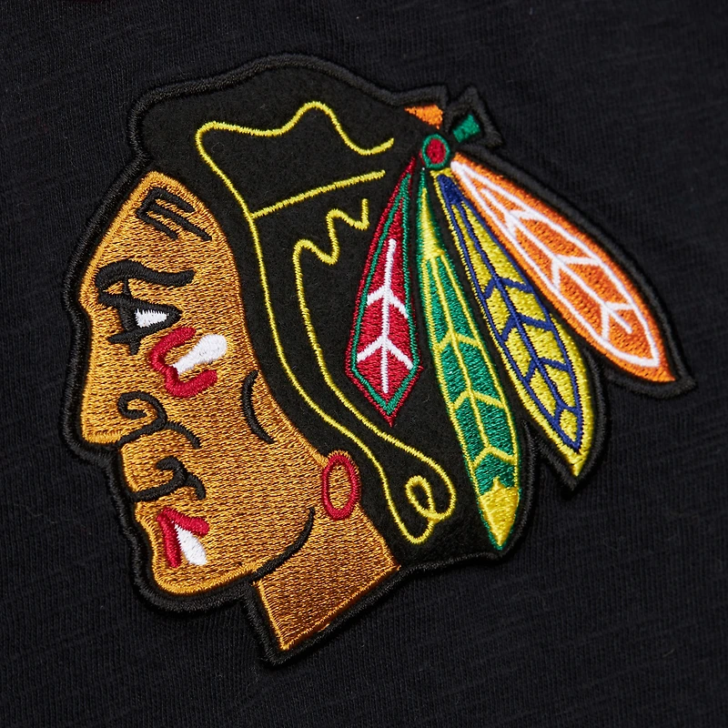 Men's Mitchell & Ness Black/Red Chicago Blackhawks Legendary Slub Raglan Long Sleeve T-Shirt