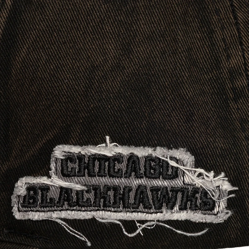 Casquette ajustable Mitchell & Ness noire Chicago Blackhawks Downtown Snow Wash Pro-Crown pour homme