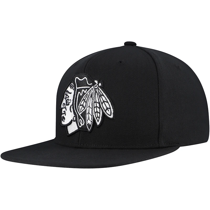 Casquette Snapback Mitchell & Ness noire pour homme des Chicago Blackhawks