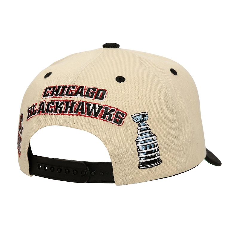 Casquette ajustable Mitchell & Ness pour homme, couleur crème, Soul Legacy Defined Pro Crown, des Blackhawks de Chicago