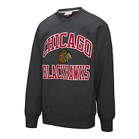 Sweat-shirt en molleton Mitchell & Ness Heather Charcoal pour homme, victoire séries éliminatoires des Blackhawks de Chicago