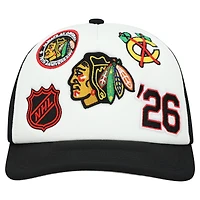 Men's Mitchell & Ness White/Black Chicago Blackhawks Gridlock Trucker Adjustable Hat