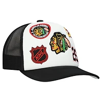 Casquette ajustable Mitchell & Ness pour homme, blanche et noire, des Blackhawks de Chicago Gridlock