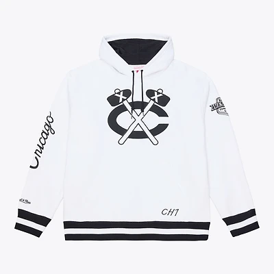 Sweat à capuche en polaire arctique Mitchell & Ness blanc Chicago Blackhawks pour homme