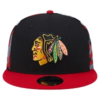 Men's New Era Black/Red Chicago Blackhawks Camo Meshback 9FIFTY Snapback Hat
