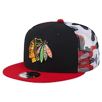 Men's New Era Black/Red Chicago Blackhawks Camo Meshback 9FIFTY Snapback Hat