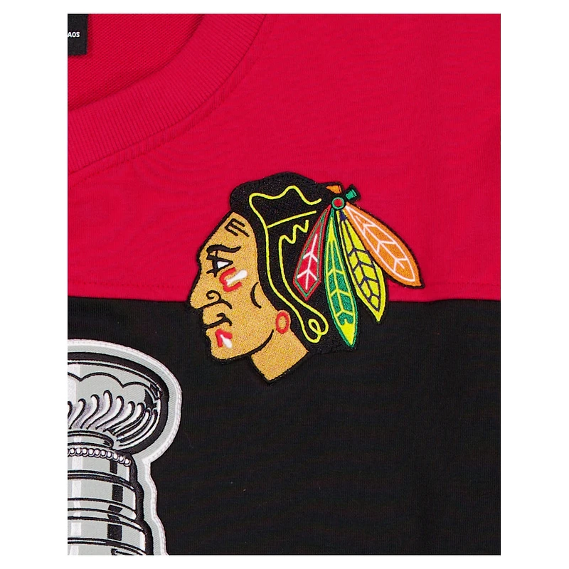 Men's New Era  Black/Red Chicago Blackhawks Stanley Cup Champions Long-Sleeve Hockey Jersey Shirt