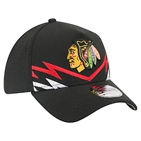 Men's New Era Black Chicago Blackhawks 39THIRTY A-Frame Perforated Flex Hat