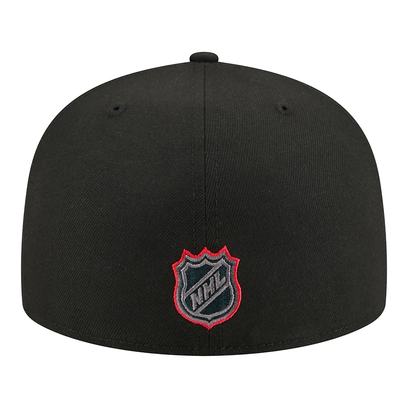 Men's New Era Black Chicago Blackhawks Color Pop 59FIFTY Fitted Hat