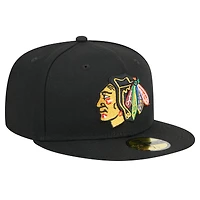 Men's New Era  Black Chicago Blackhawks Core 59FIFTY Fitted Hat