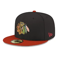 Men's New Era  Black Chicago Blackhawks Core Logo Two-Tone 59FIFTY Fitted Hat