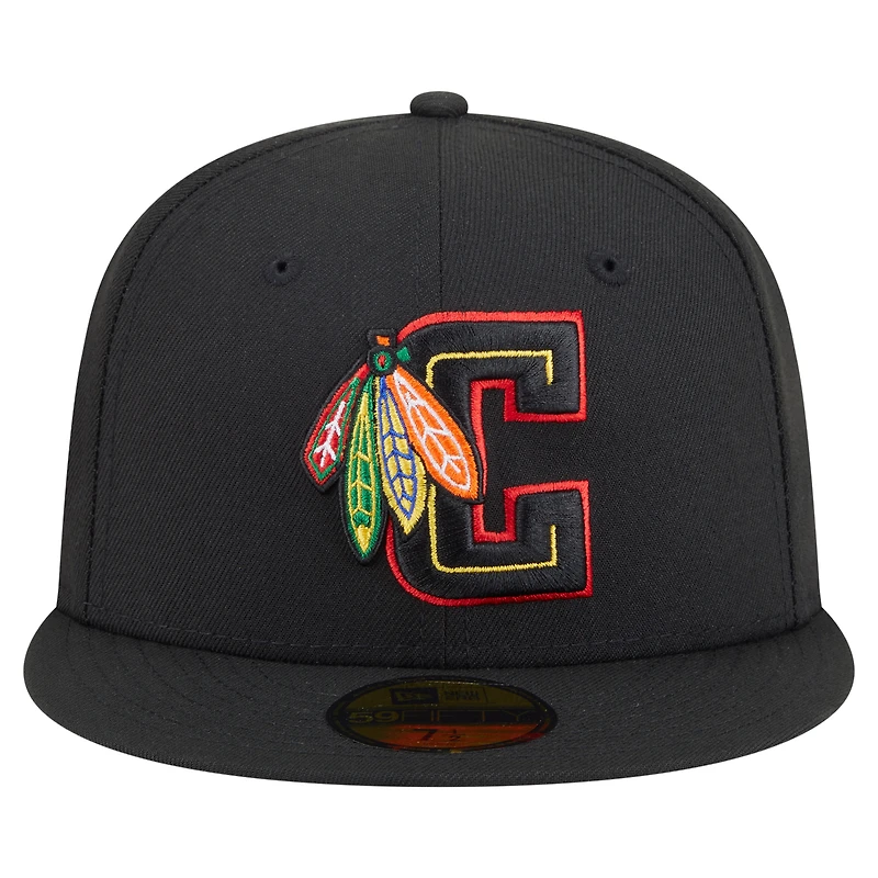 Casquette ajustée Deceptor 59FIFTY noire New Era pour homme des Blackhawks de Chicago
