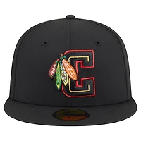 Casquette ajustée Deceptor 59FIFTY noire New Era pour homme des Blackhawks de Chicago