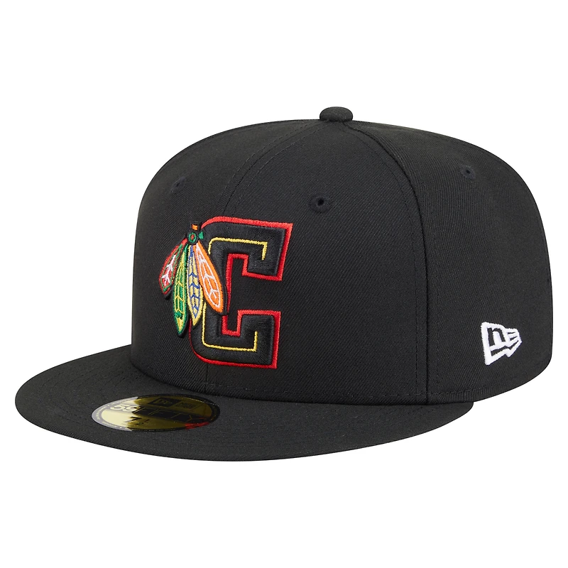 Casquette ajustée Deceptor 59FIFTY noire New Era pour homme des Blackhawks de Chicago
