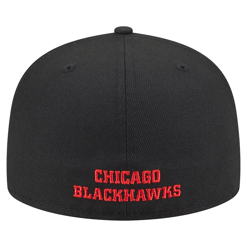 Casquette ajustée Deceptor 59FIFTY noire New Era pour homme des Blackhawks de Chicago