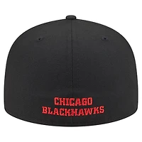 Casquette ajustée Deceptor 59FIFTY noire New Era pour homme des Blackhawks de Chicago