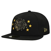 Men's New Era  Black Chicago Blackhawks Military Appreciation Digital Camo Stars 59FIFTY Fitted Hat