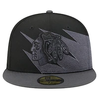 Casquette ajustée New Era 59FIFTY noire Chicago Blackhawks pour homme