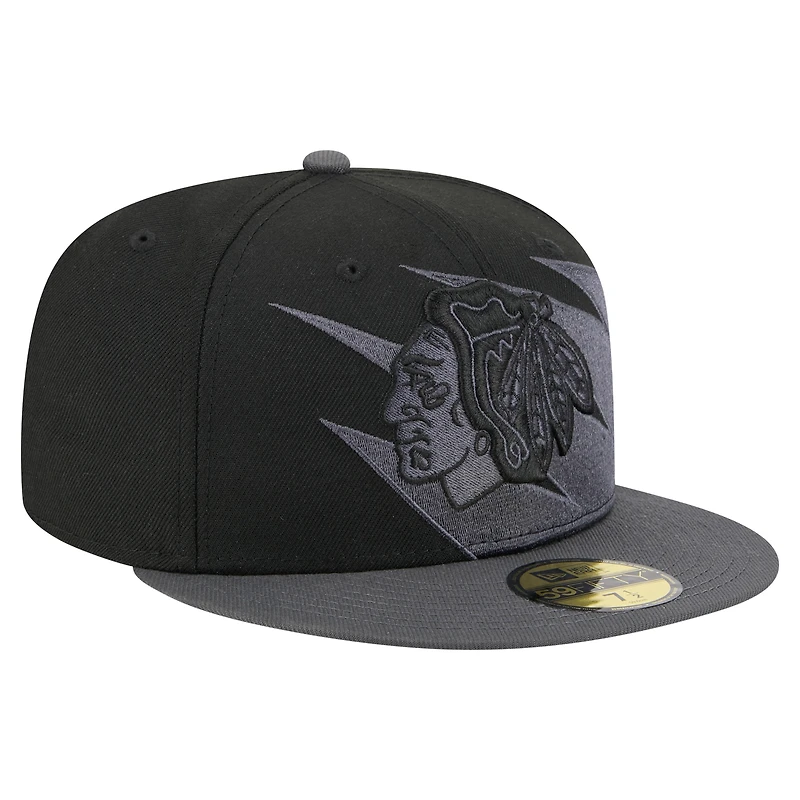 Men's New Era  Black Chicago Blackhawks Spikes 59FIFTY Fitted Hat