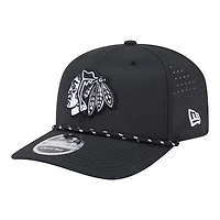 Men's New Era  Black Chicago Blackhawks Sport Vented 9SEVENTY Rope Adjustable Hat