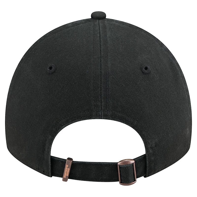 Casquette ajustable 9TWENTY noire New Era pour homme avec appliqué en tissu Chicago Blackhawks
