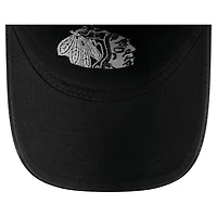 Casquette ajustable 9TWENTY noire New Era pour homme avec appliqué en tissu Chicago Blackhawks