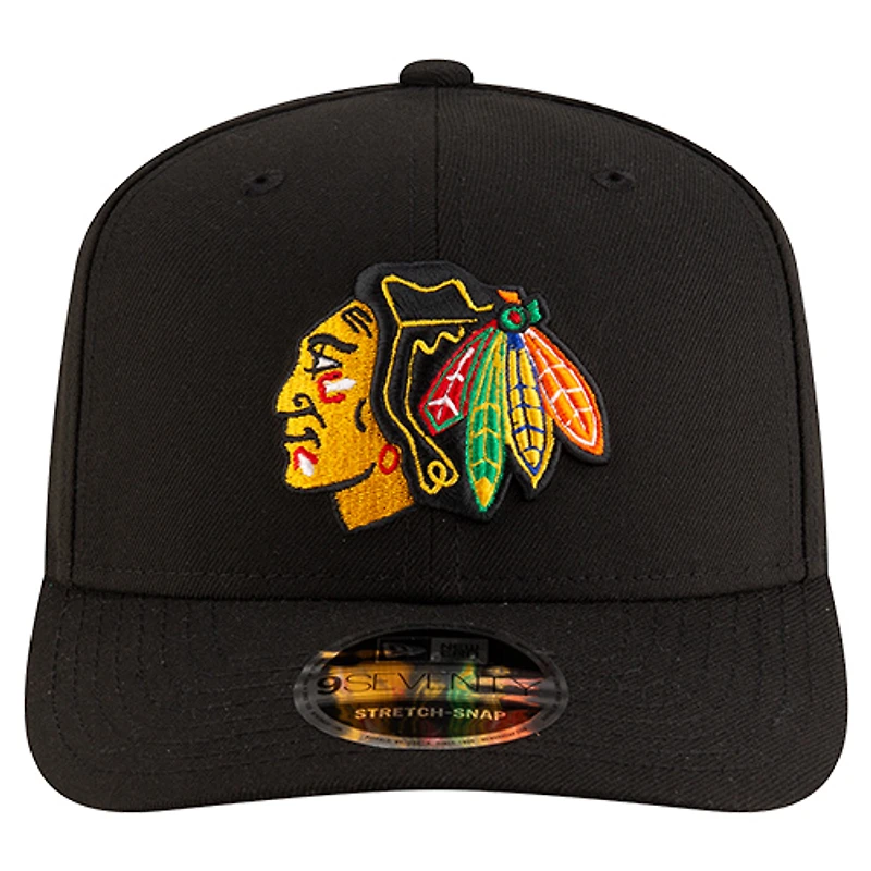Casquette ajustable New Era Blackhawks de Chicago, collection basique 9SEVENTY, pour homme