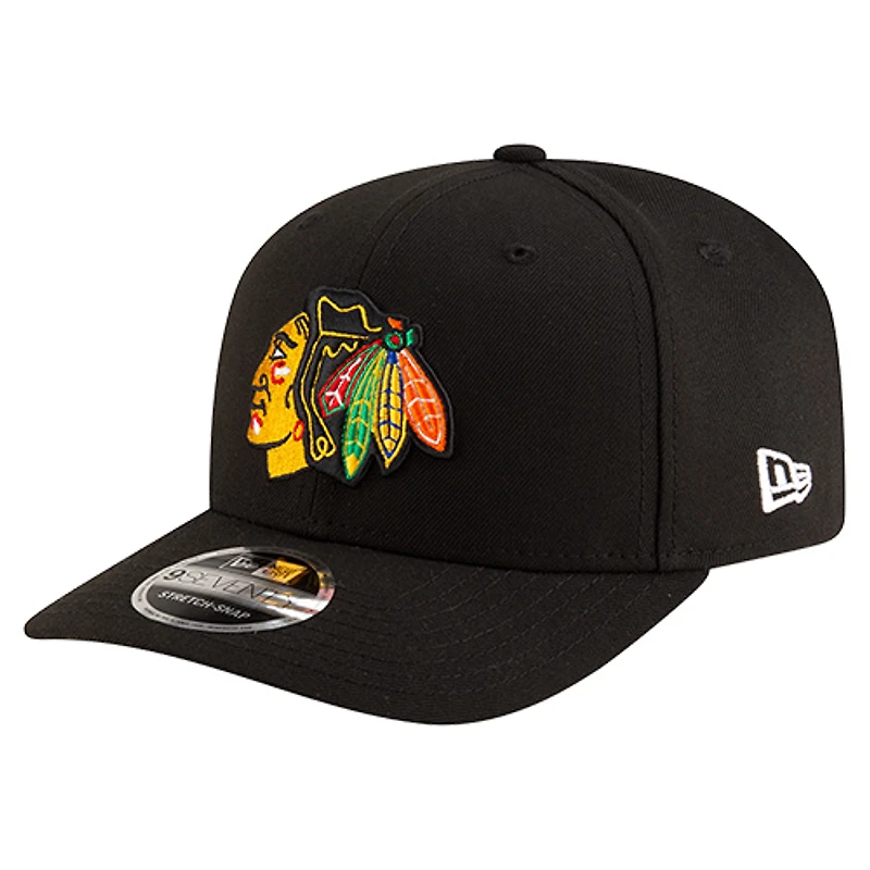 Men's New Era Black Chicago Blackhawks Team Collection Basic 9SEVENTY Adjustable Hat