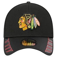 Men's New Era  Black Chicago Blackhawks Visor Hit 39THIRTY Flex Hat