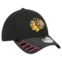 Men's New Era  Black Chicago Blackhawks Visor Hit 39THIRTY Flex Hat