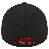 Men's New Era  Black Chicago Blackhawks Visor Hit 39THIRTY Flex Hat