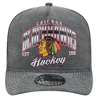 Casquette pré-courbée 9FIFTY à visière rabattable New Era Chicago Blackhawks pour homme, couleur anthracite