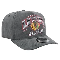 Casquette pré-courbée 9FIFTY à visière rabattable New Era Chicago Blackhawks pour homme, couleur anthracite
