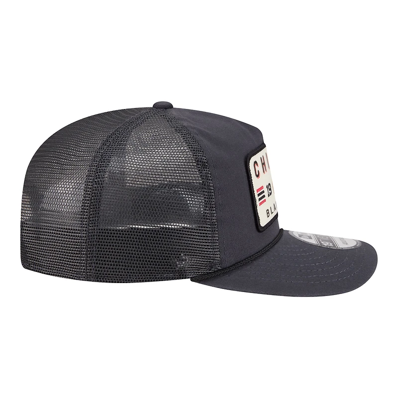 Men's New Era Charcoal Chicago Blackhawks Washed Patch 19TWENTY Trucker Adjustable Hat