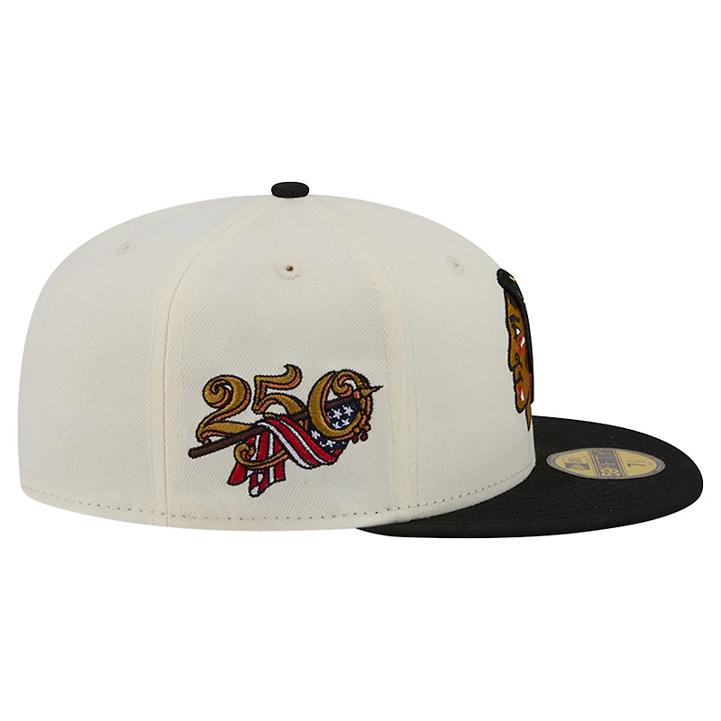 Men's New Era Cream Chicago Blackhawks 250th Anniversary of the United States Two-Tone 59FIFTY Fitted Hat