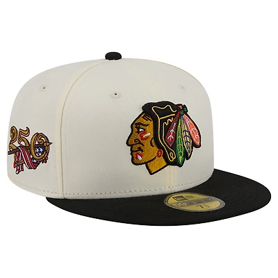 Men's New Era Cream Chicago Blackhawks 250th Anniversary of the United States Two-Tone 59FIFTY Fitted Hat