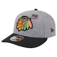 Men's New Era  Gray/Black Chicago Blackhawks Wool Pin Low Profile 9FIFTY Snapback Hat