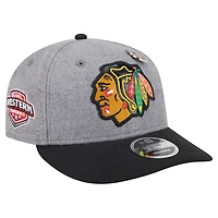 Men's New Era  Gray/Black Chicago Blackhawks Wool Pin Low Profile 9FIFTY Snapback Hat