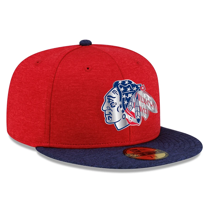 Men's New Era Heather Red/Navy Chicago Blackhawks Americana 2-Tone 59FIFTY Fitted Hat