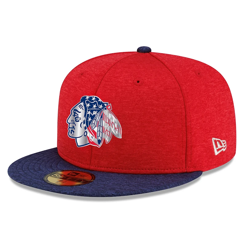 Men's New Era Heather Red/Navy Chicago Blackhawks Americana 2-Tone 59FIFTY Fitted Hat