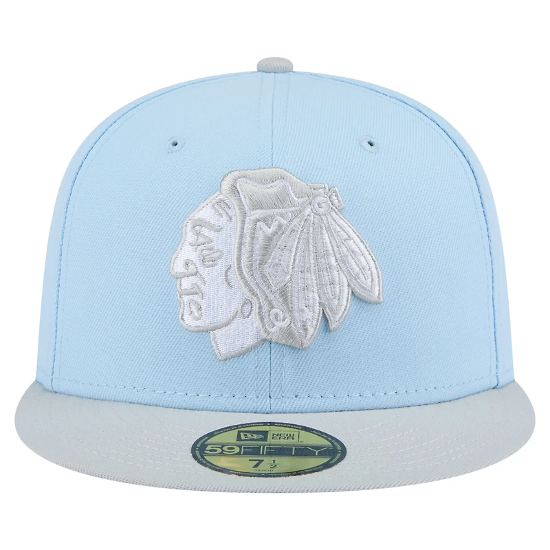Men's New Era  Light Blue/Gray Chicago Blackhawks Color Pack Two-Tone 59FIFTY Fitted Hat