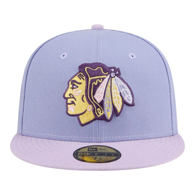 Men's New Era Light Purple/Purple Chicago Blackhawks Lavender Bloom 59FIFTY Fitted Hat
