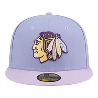 Men's New Era Light Purple/Purple Chicago Blackhawks Lavender Bloom 59FIFTY Fitted Hat
