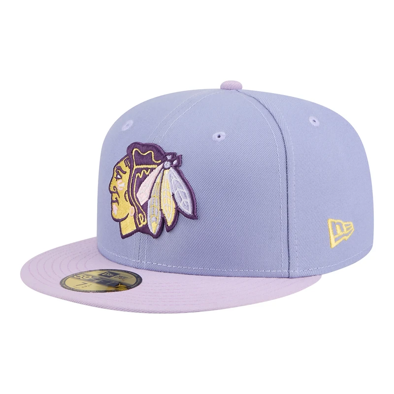 Men's New Era Light Purple/Purple Chicago Blackhawks Lavender Bloom 59FIFTY Fitted Hat