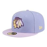 Men's New Era Light Purple/Purple Chicago Blackhawks Lavender Bloom 59FIFTY Fitted Hat