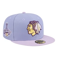 Men's New Era Light Purple/Purple Chicago Blackhawks Lavender Bloom 59FIFTY Fitted Hat