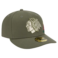 Men's New Era Olive Chicago Blackhawks Tonal Florals 59FIFTY Fitted Hat