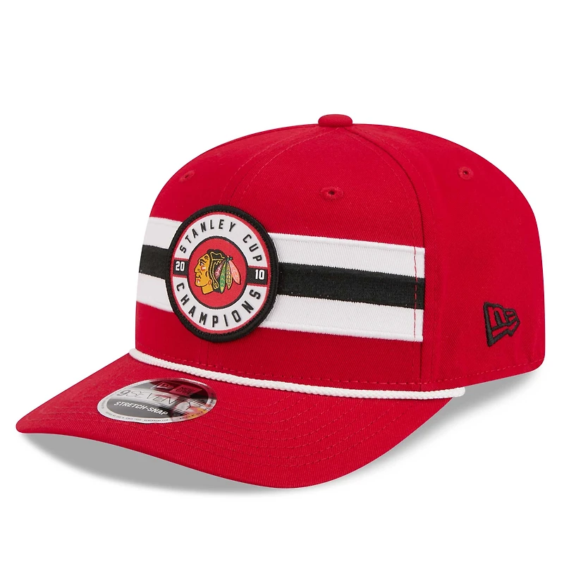 Casquette ajustable New Era rouge Chicago Blackhawks, champions de la Coupe Stanley 2010, modèle 9SEVENTY
