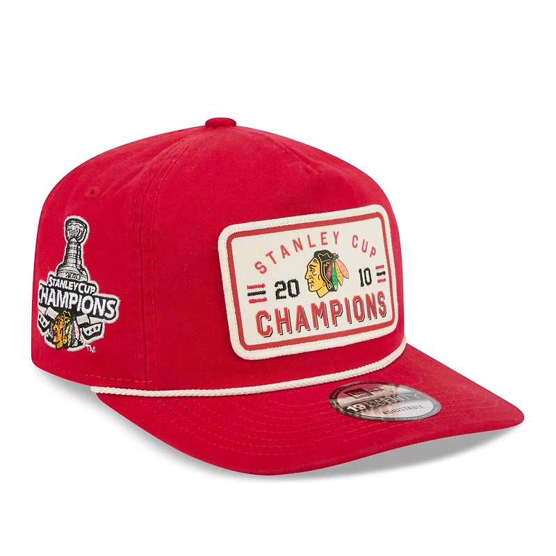 Men's New Era Red Chicago Blackhawks Throwback Stanley Cup Champions Side Patch 19TWENTY Adjustable Hat